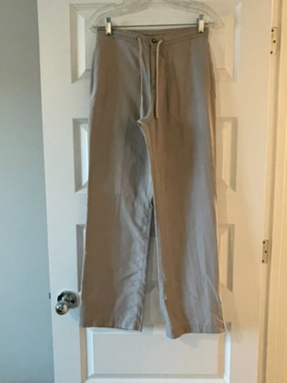 Club Monaco Cotton Drawstring Wide Leg Pants Beige M